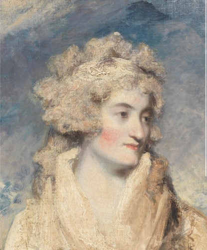 École anglaise début du XIXe siècle - Portrait d'une dame en robe blanche - Tableaux et dessins Style Empire