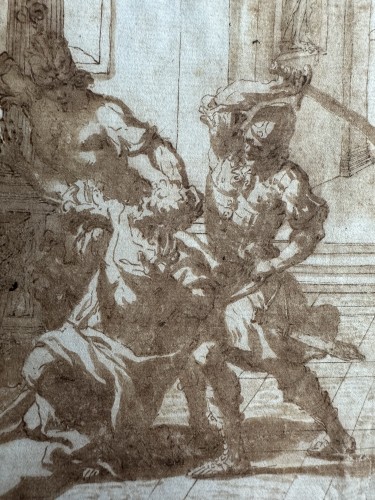 Baldassare Peruzzi (1481-1536) - l'assassinat de Caligula, Dessin Ancien - Tableaux et dessins Style Renaissance