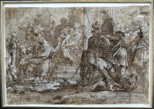 L'offrande des trois mages, attribué à Valerio Castello (1624 - 1659) - Tableaux et dessins Style Renaissance