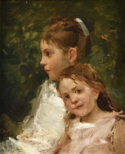  Portrait de deux jeunes filles - Attribué à Norbert Goeneutte (1854-1894)
