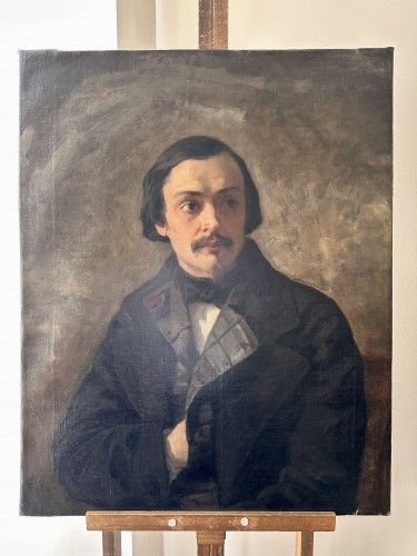 Eugène DEVERIA (1805 – 1865) - Portrait d'homme vêtu d'une redingote - Tableaux et dessins Style Napoléon III