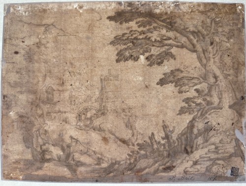 Attribué à Matthijs Bril (1553 – 1626) - Paysage avec ruines en arrière-plan - Tableaux et dessins Style Renaissance