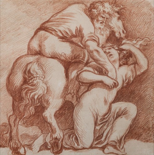 Jean-Robert ANGO (1759 – 1773) Homme à cheval enlevant une femme