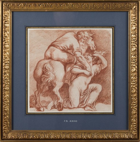 Jean-Robert ANGO (1759 – 1773) Man on Horseback Abducting a Woman - Paintings & Drawings Style Louis XVI