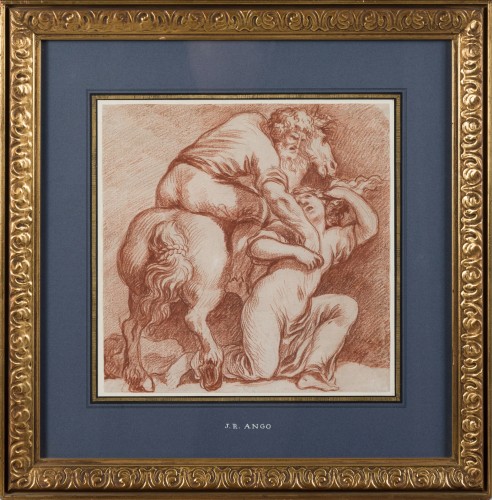 Jean-Robert ANGO (1759 – 1773) Homme à cheval enlevant une femme - Tableaux et dessins Style Louis XVI