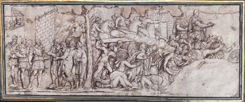 Scène de la colonne de Trajan, École Italienne du XVIe siècle (pirro Ligorio (1513-1583)