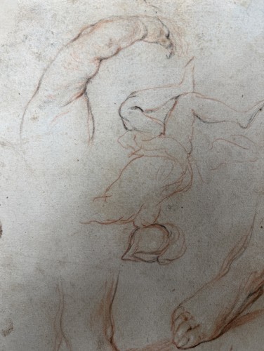 Tableaux et dessins Dessin, Aquarelle & Pastel - Étude de pieds et esquisse de figure, Attribué à Jacob JORDAENS (1593 – 1678)