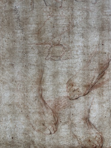 XVIIe siècle - Étude de pieds et esquisse de figure, Attribué à Jacob JORDAENS (1593 – 1678)