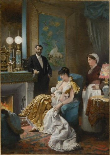 Paintings & Drawings  - Edouard Bernard Debat-Ponsan (1847 - 1913 )  By the Fireside