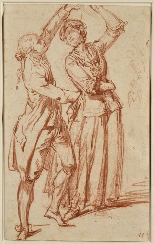 Couple dansant, attribué à Charles-nicolas Cochin Le Jeune (1715 – 1790) - Tableaux et dessins Style Louis XV