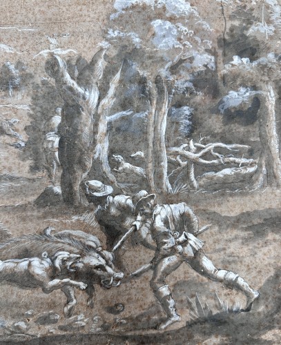 Scène de chasse, attribué à Jan Van Der Straet, Dit Stradanus (1523 –1605) - Tableaux et dessins Style Renaissance