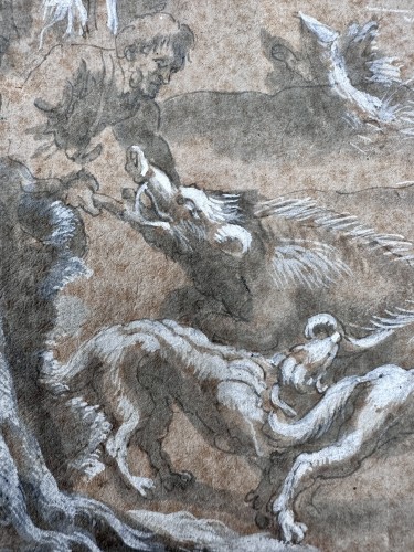 Tableaux et dessins Dessin, Aquarelle & Pastel - Scène de chasse, attribué à Jan Van Der Straet, Dit Stradanus (1523 –1605)