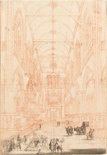 Intérieur de la Nieuwe Kerk d’Amsterdam, Jan Goeree (1670 – 1731) - Tableaux et dessins Style Louis XV