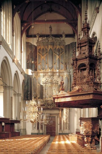 Tableaux et dessins Dessin, Aquarelle & Pastel - Intérieur de la Nieuwe Kerk d’Amsterdam, Jan Goeree (1670 – 1731)