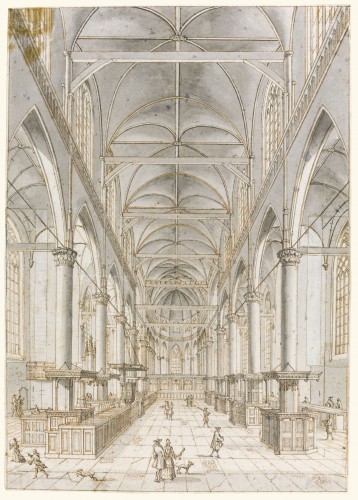 XVIIIe siècle - Intérieur de la Nieuwe Kerk d’Amsterdam, Jan Goeree (1670 – 1731)