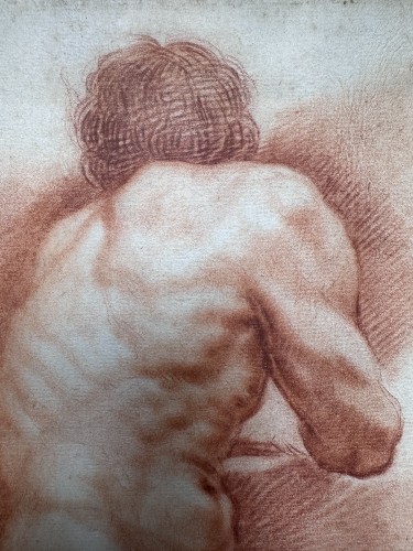 Tableaux et dessins Dessin, Aquarelle & Pastel - École Bolonaise vers 1670–1680 - Étude de satyre assis, vu de dos