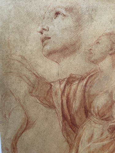 Tableaux et dessins Dessin, Aquarelle & Pastel - Études pour une figure féminine agenouillée, atelier de Carlo Maratti ou Maratta (1625 – 1713)