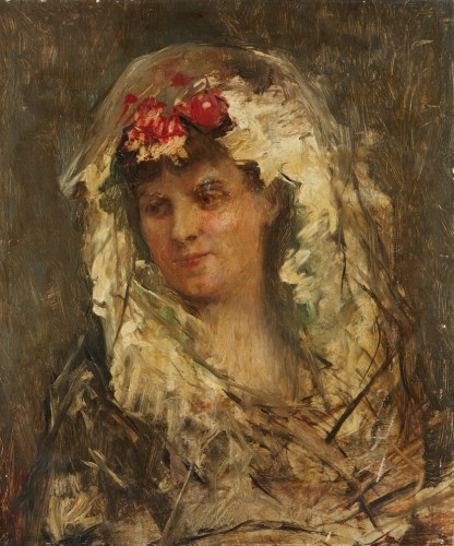 Portrait d’une Espagnole en habit de maja, école Espagnole vers 1900