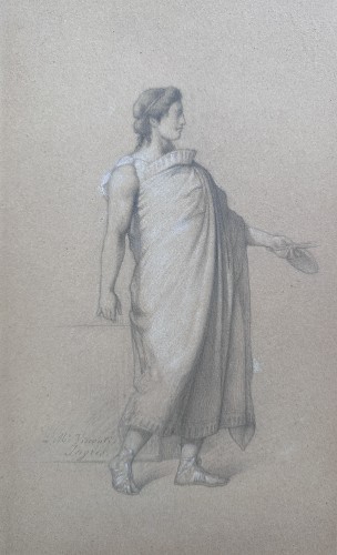 Apelles holding his palette and brushes, attributed To Jean-auguste-dominique Ingres (1780 – 1867)