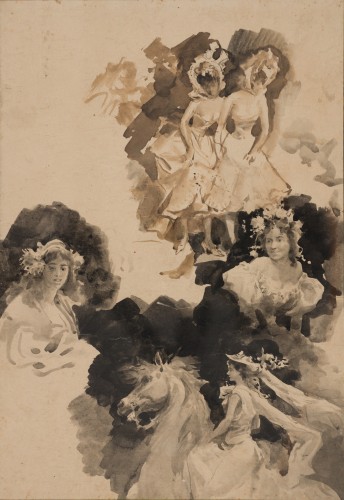 Études de femmes, Attribué à Giovanni Boldini (1842–1931) - Tableaux et dessins Style Art nouveau