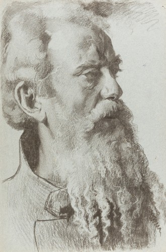 Tête d’homme barbu, cercle d’Adolph von MENZEL (1815 - 1905)