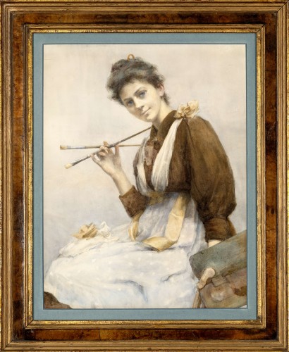 English School Circa 1895, Portrait of a Young Woman Artist  - Paintings & Drawings Style Art nouveau