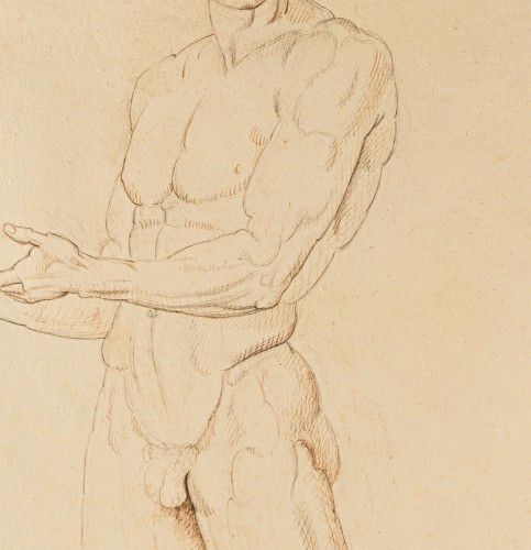Antonio Canova – Étude monumentale de nu masculin, vers 1790 - Tableaux et dessins Style Louis XVI