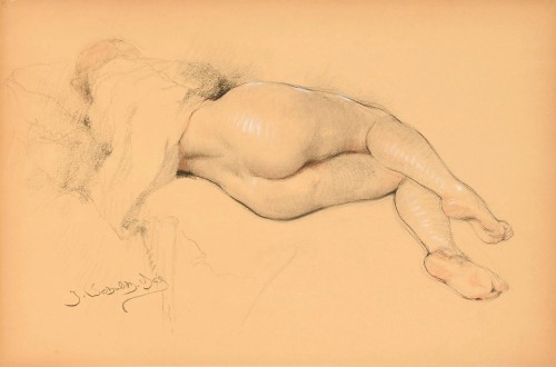French Female Nude Trois Crayons Drawing - Jacques Schultz-Dal, circa 1930