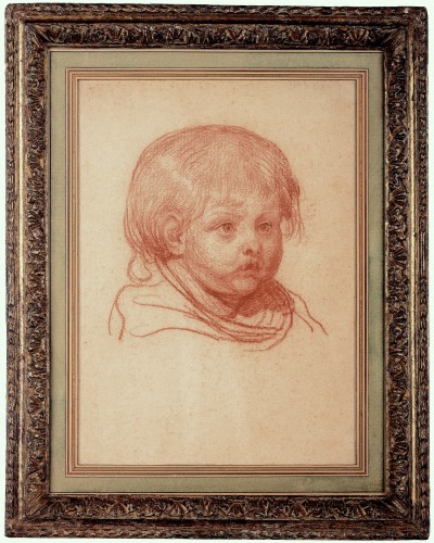 English Jean-Baptiste Greuze, Red Chalk Study for the Head of a Child, Jean