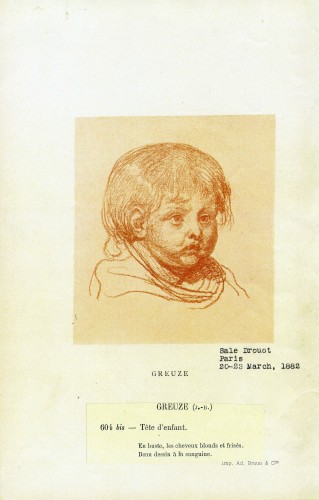 English Jean-Baptiste Greuze, Red Chalk Study for the Head of a Child - 