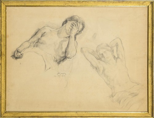 Hermann Gröber (1865-1935), deux études de nus féminins, daté 1914
