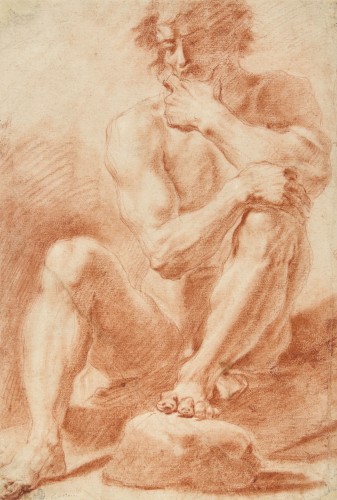 Study of a Nude, attributed to Domenico Maria Canuti (1625 – 1684)  - Paintings & Drawings Style Louis XIV