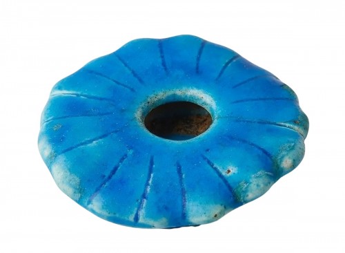 Encrier méloniforme à glaçure turquoise - Iran médiéval, vers 1150-1250