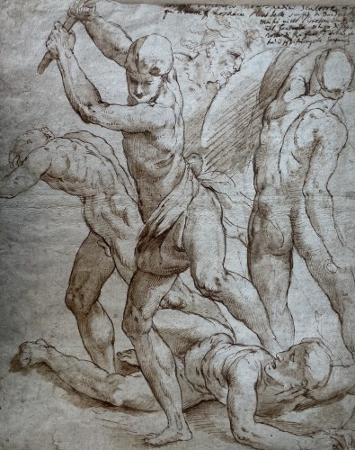 Paintings & Drawings  - Attributed To Jacopo Zanguidi, Known As Bertoja – Battle Of Five Figures 
