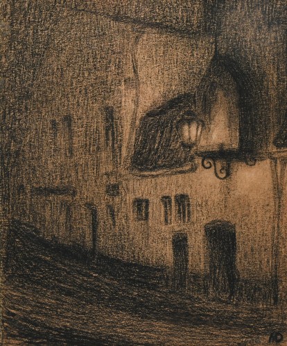 Maurice Dupuis (1882 - 1959), Vieilles façades, 1906, fusain exposé au musée de Gand
