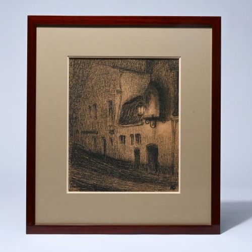 Maurice Dupuis (1882–1959), old Facades, 1906, Charcoal Drawing  - Paintings & Drawings Style Art nouveau