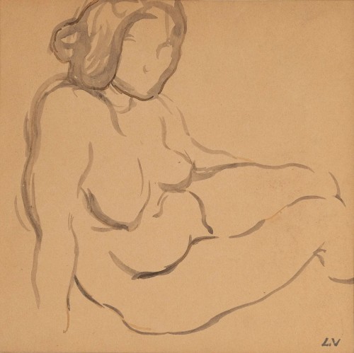 Paintings & Drawings  - Louis VALTAT (1869 - 1952)  – Seated Nude, c. 1905