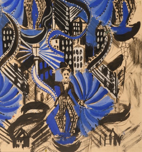 Tableaux et dessins Dessin, Aquarelle & Pastel - Raoul Dufy (1877-1953) – Charlot (Charlie Chaplin) gouache de 1920