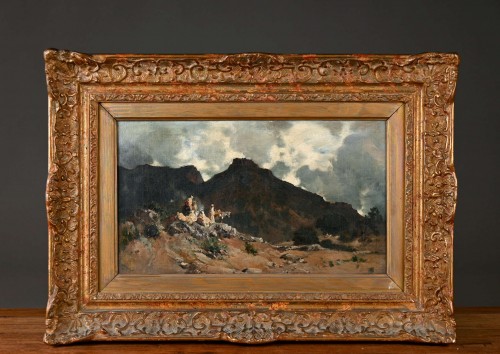 Gustave Flasschoen (1868-1940) Esquisse orientaliste voyageurs dans l’Atlas vers 1889 - Poncelin de Raucourt Fine Arts