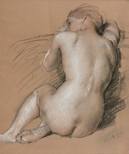 Antoine Calbet (1860-1942) - Femme nue vue de dos - Tableaux et dessins Style Art nouveau