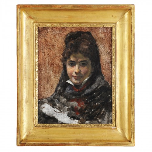 Portrait esquissé de jeune espagnole - Entourage de Frédéric BAZILLE (1841 – 1870) 