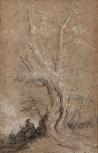 David de Marseille (1725 – 1789) - Personnage au pied d’un arbre - Tableaux et dessins Style Louis XIV