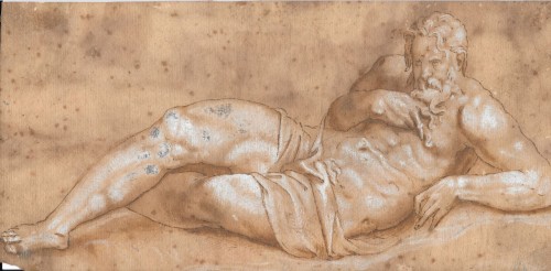 Ecole de Fontainebleau, XVIe siècle - Étude pour un Dieu fleuve