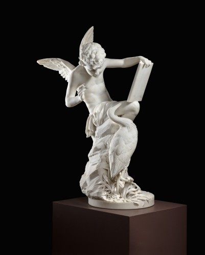 Cupidon avec une cigogne - Julius Robert Hannig 1866 - 1931) - Sculpture Style 