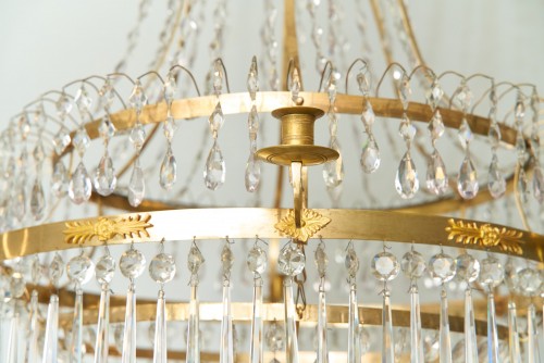 A large crystal chandelier with canopy - 