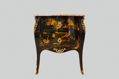 Furniture  - A French black lacquer commode stamped Genty