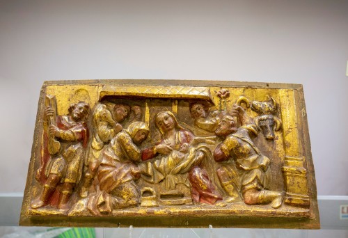 Bas-relief représentant La Nativité, Espagne 18e siècle - Sculpture Style 