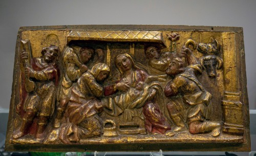 Sculpture Sculpture en Bois - Bas-relief représentant La Nativité, Espagne 18e siècle
