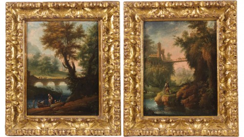 Pair Country Scenes, italian school of the 18th century