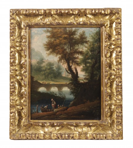 Pair Country Scenes, italian school of the 18th century - Paintings & Drawings Style Louis XV